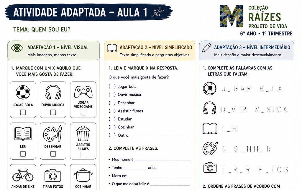 Trecho da página 9 do Kit Raízes de Projeto de Vida