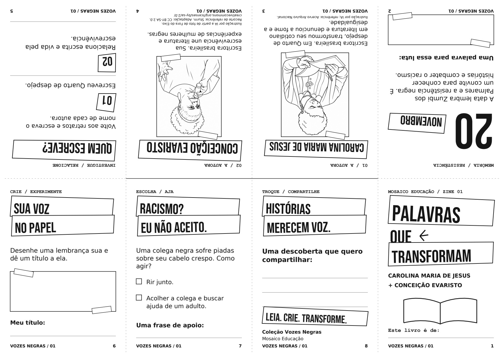 Uma folha real para conhecer a organização do zine